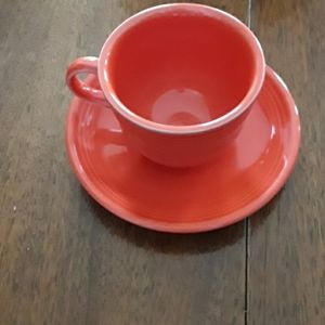 Fiesta ware mug and saucer